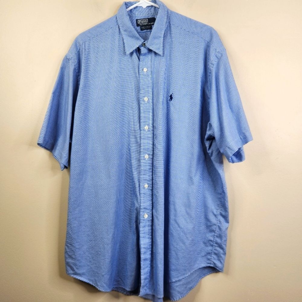 Vintage Polo Ralph Lauren Lowell Sport Gingham Print Short Sleeve Button Down XL